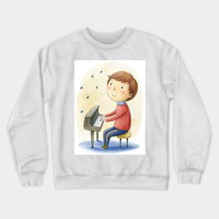 Piano playing cute boy Crewneck Sweatshirt